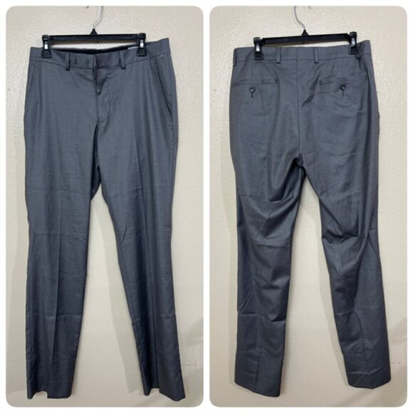Kenneth Cole Reaction Men's Slim-Fit Techni-Cole Canvas 31W 38S Pants in Gray - Picture 2 of 9